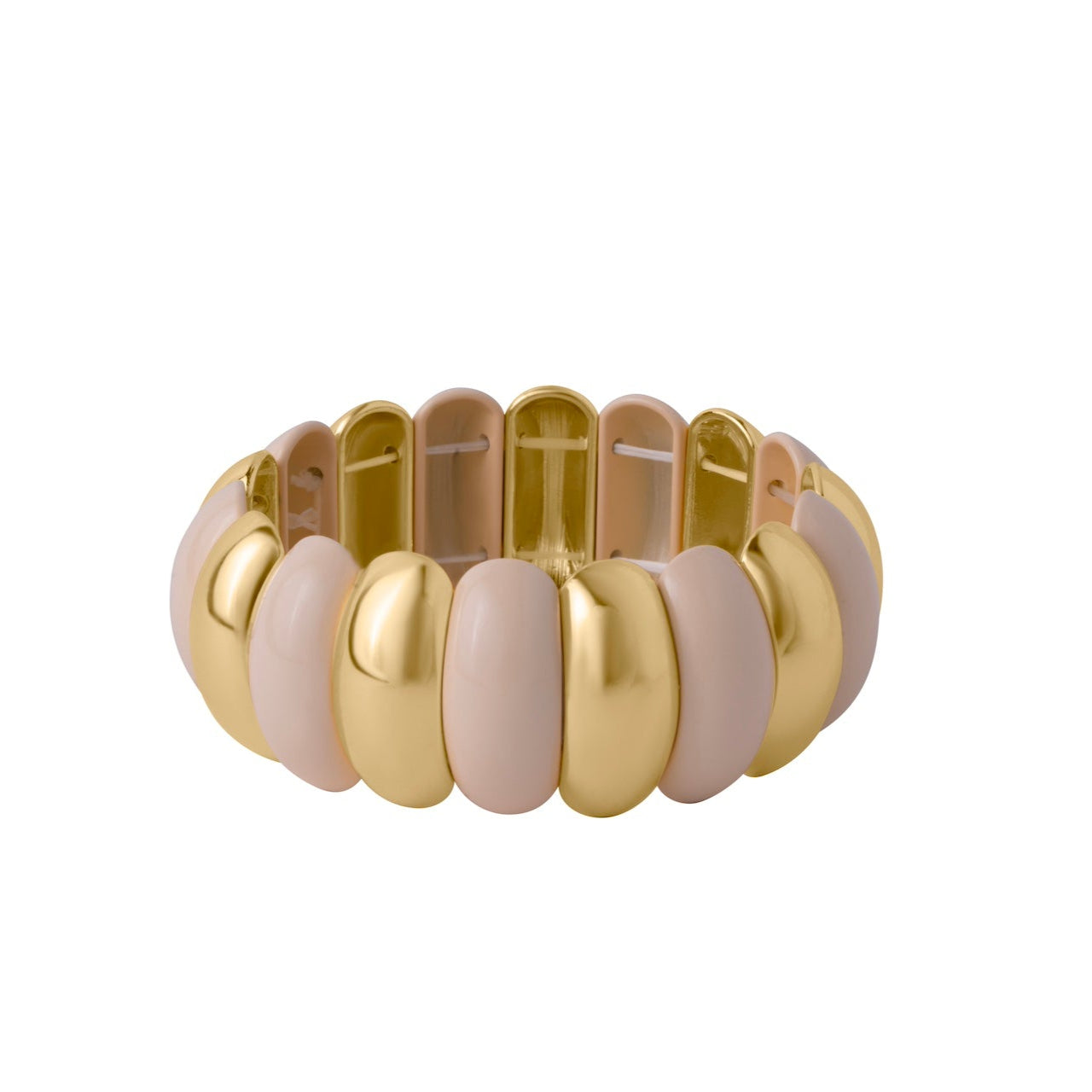 PULSERA ELÁSTICA GAJOS - BLANCO Y DORADO