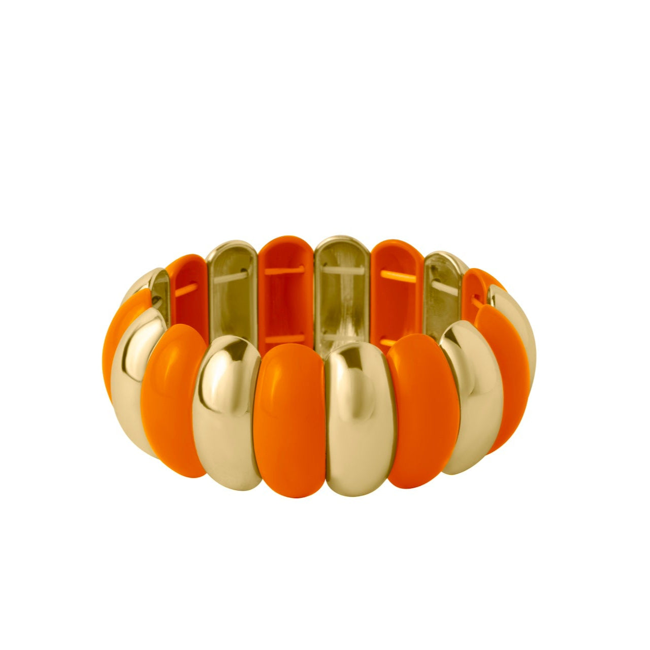 PULSERA ELÁSTICA GAJOS - NARANJA Y DORADO